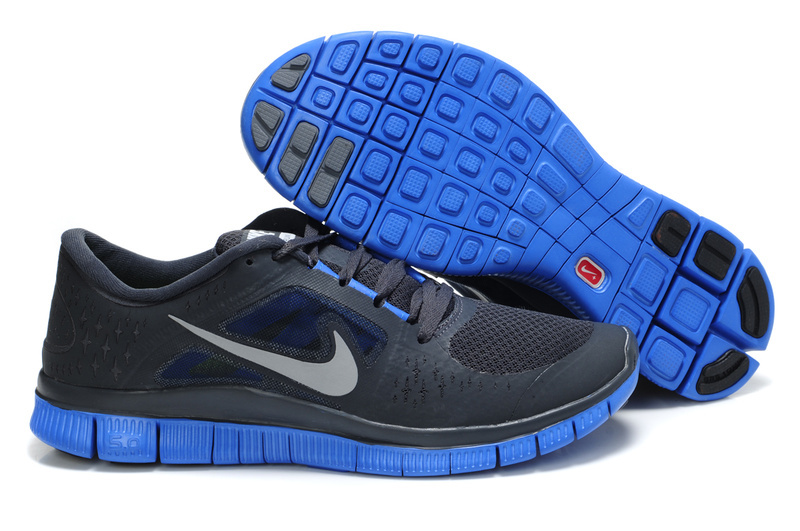 Hot Nike Free5.0 Men Shoes Black/White/Blue